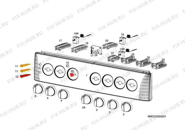 Взрыв-схема комплектующей Husqvarna Electrolux QSP6131-1W - Схема узла H10 Control Panel